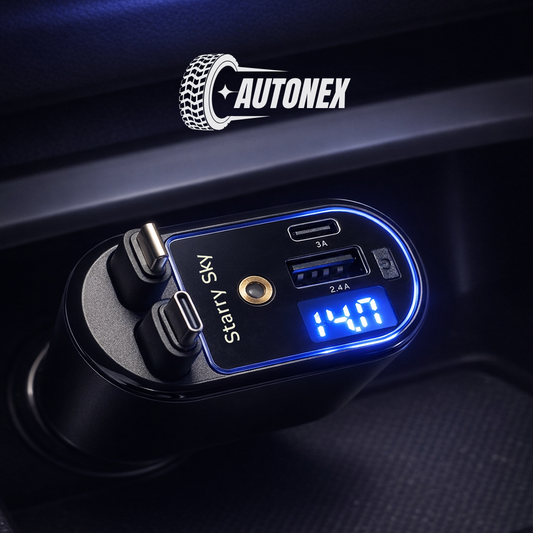 Φορτιστής αυτοκινήτου γρήγορης φόρτισης 4 σε 1 - Ανασυρόμενα καλώδια USB-C και Lightning 